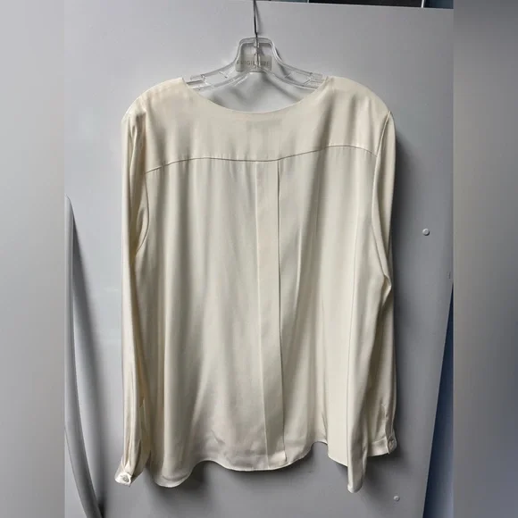 Lafayette 148 New York Ivory Satin Blouse - Picture 3 of 5